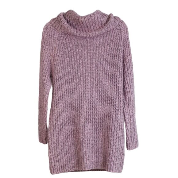 2/$15 Entro Chunky Sweater Pink Small Shaker Knit Slouchy Long Sleeve Cowl Neck - Picture 5 of 7